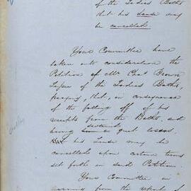 Report recommending the cancellation of the Lease of Charles Browne of the Ladies Baths, 1864