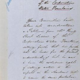 Report on petition from Lessee of Corporation Water Fountains, 1866