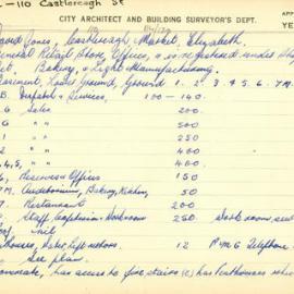 Building Survey Card - David Jones, 84-110 Castlereagh Street Sydney, 1947