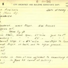 Building Survey Card. 27 Ithaca Rd. Residence. Plan attached. 