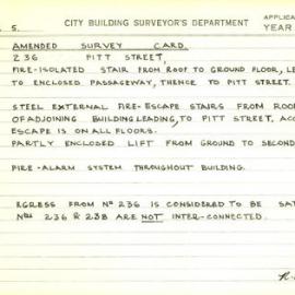 Building Survey Card - Variety theatre, Pitt Street Sydney, 1940-1963