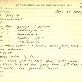 Building Survey Card - 121 Riley Street Surry Hills, circa 1944-1945