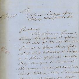 Letter - Approval for the Old Burial Ground to be a place of public recreation, 1855 