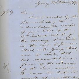 Letter from Colonial Secretary acknowledging receipt of the letter from City Council respecting the