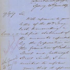 Letter from Colonial Secretary acknowledging receipt of a Certified Statement of the amounts