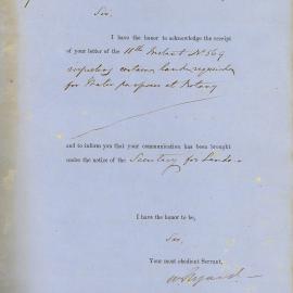 Letter from Colonial Secretary advising that the letter from City Council respecting certain Land 