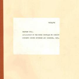 File - Redfern Oval, Koori Boutique, application for concerts in November and December, 1972