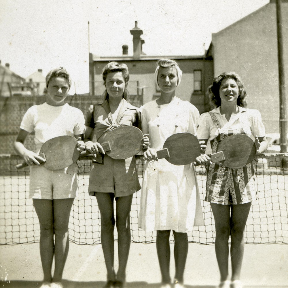 Women's badminton team at Woolloomooloo Children's Playground, Dowling Street Woolloomooloo, circa 1950s (A-00033325)