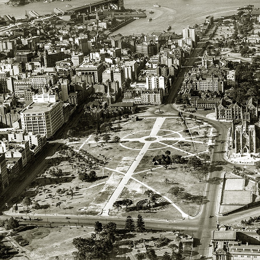 Aerial view of Hyde Park North and Sydney CBD, 1928 (A-00014555)
