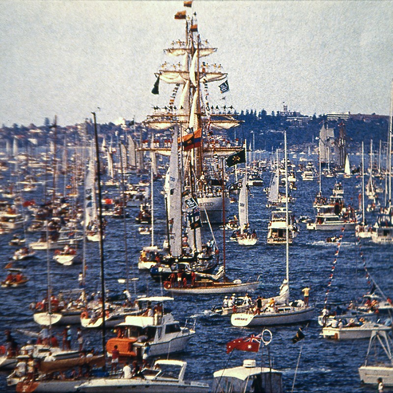 Tall ships and boats for Australia Day Celebrations, Sydney Harbour, 1988 (A-00007119)