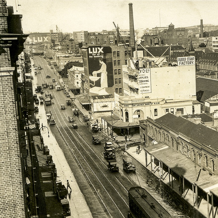 Looking east along Broadway before widening, 1930 
(A-00055014)