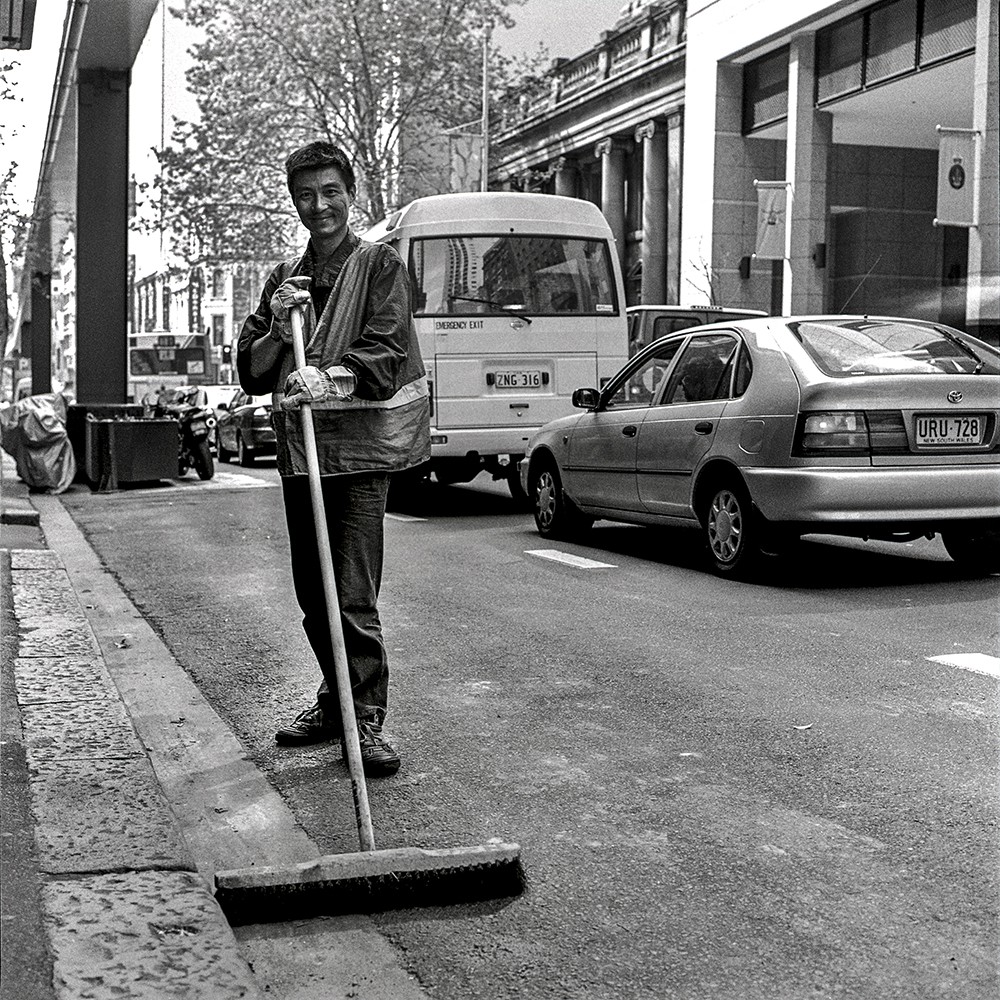 Street cleaner, Pitt Street Sydney, 1998 by Tim Cole (A-00047426)