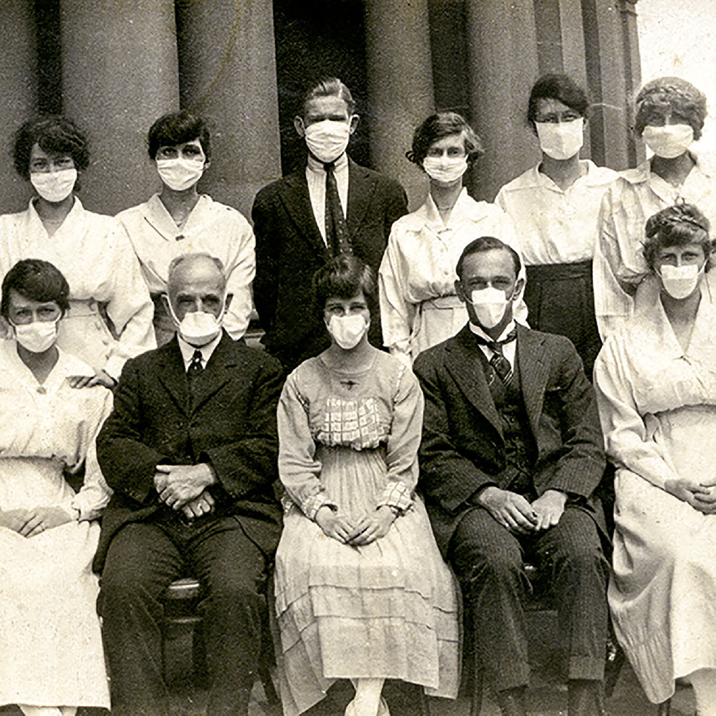 City of Sydney staff during the influenza pandemic, Sydney Town Hall, circa 1918-1919 (A-00034797)