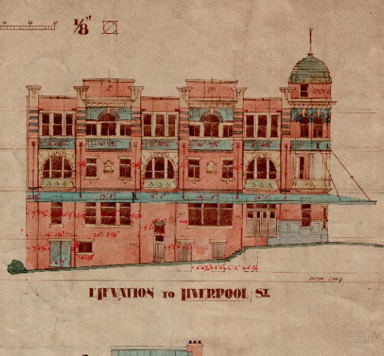 Plan - Burdekin Hotel on the corner of Oxford and Liverpool Streets Darlinghurst, 1911 (A-00543665)