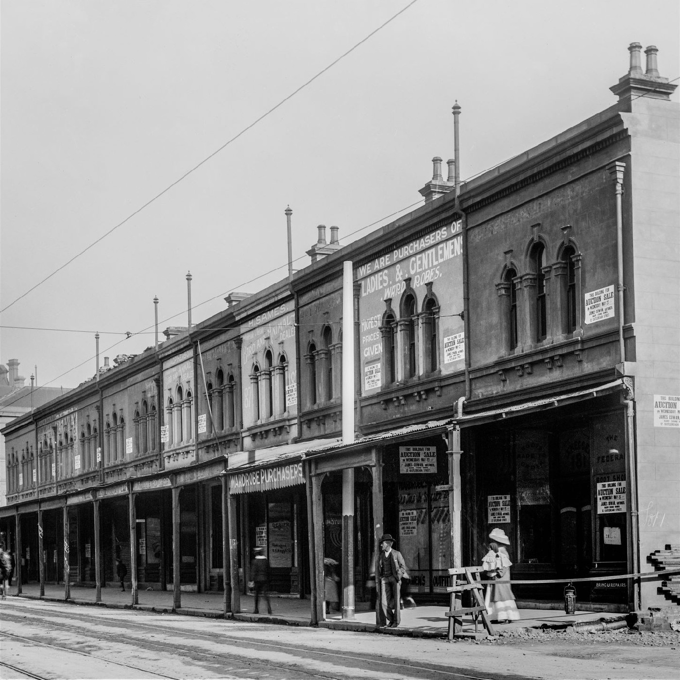 Terraces along George Street Sydney, circa 1907 by Charles Kent (A-01000298)