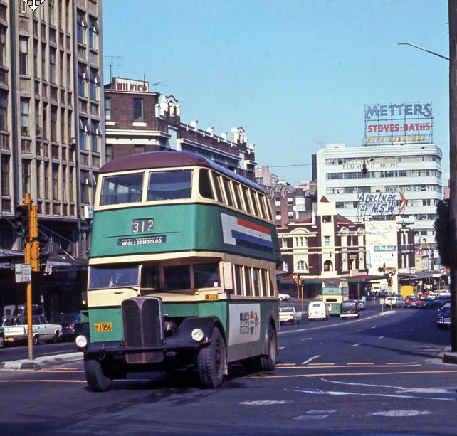 Bus in Elizabeth Street at Goulburn Street Sydney, 1969 by John Ward (A-01078946)