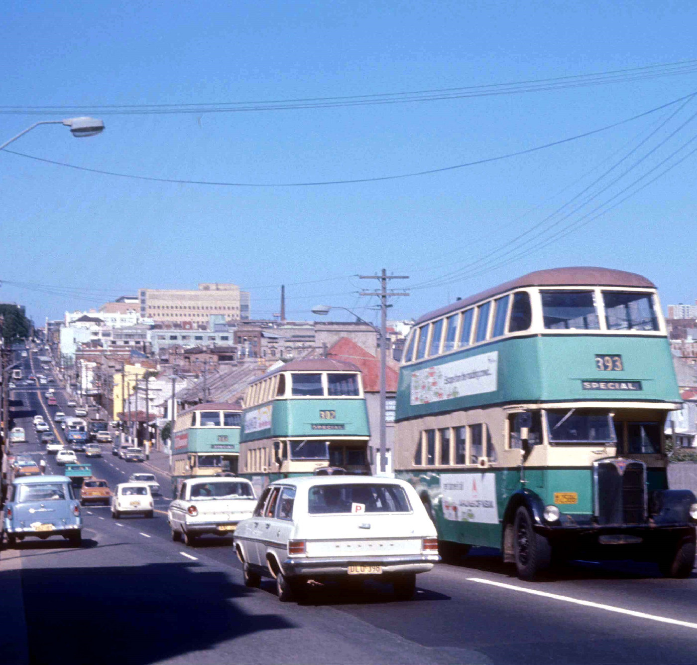 Buses in Cleveland Street near City Road Darlington, 1973 by John Ward (A-01111027)