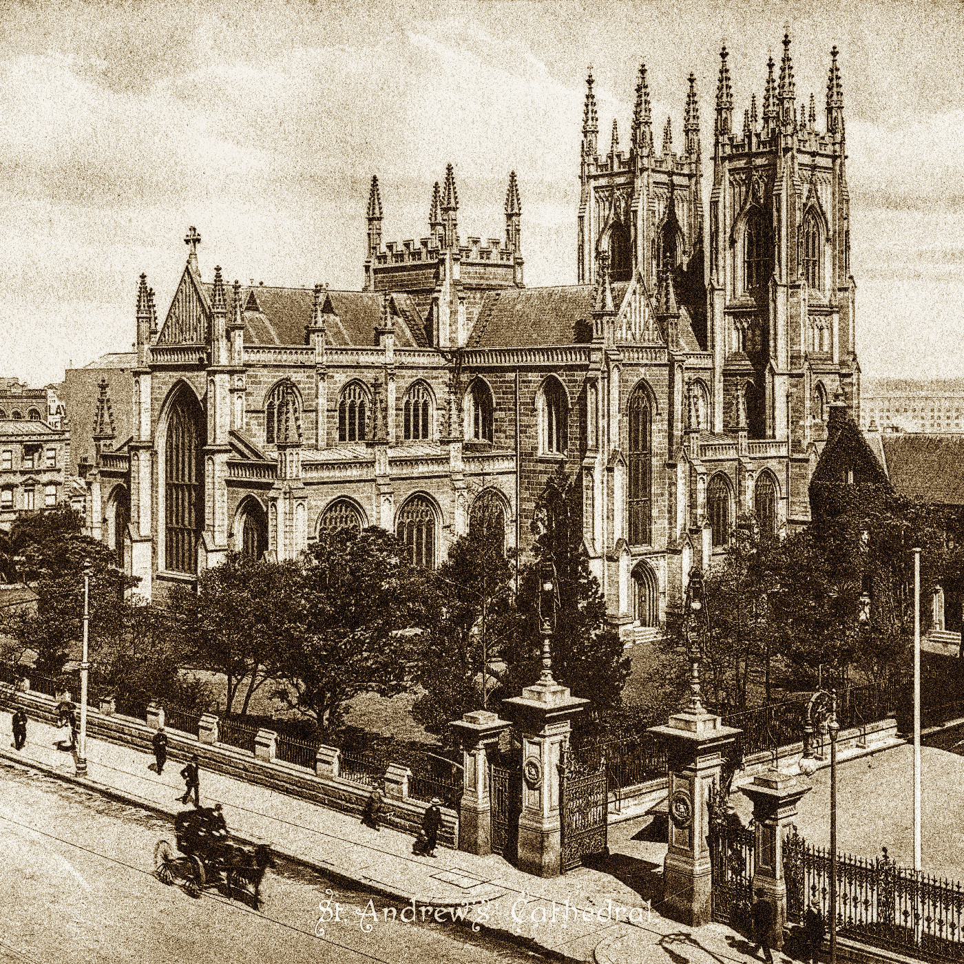 St Andrew's Cathedral, George Street Sydney, circa 1910 (A-01211699)