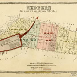 Map - Redfern. Parishes of Alexandria and Petersham. Higinbotham and Robinson, circa 1886