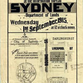 Auction Notice - Crown Lands Liverpool and Bourke Streets Darlinghurst, 1915