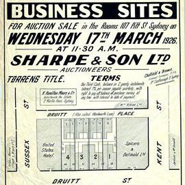 Auction Notice - City business sites: Druitt Place, Kent, Druitt, Sussex Streets Sydney, 1926