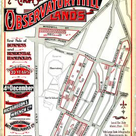 Action Sale - Observatory Hill lands index plan, 1905