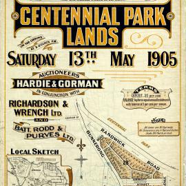 Auction Notice - Centennial Park lands: Abbott Street, Bunnerong and Randwick Road, 1905