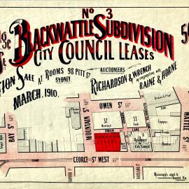 Auction Notice - Blackwattle subdivision No.3, George, Wattle and Bay Streets Glebe, 1910