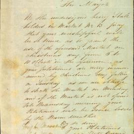 Petition - Request market be permitted to open on Christmas Day, 1849