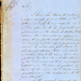 Letter - Proposal for improvements to Millers Point Road, Millers Point, 1854