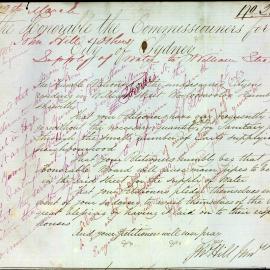 Petition - Request for laying of water mains in William Street Woolloomooloo, 1856