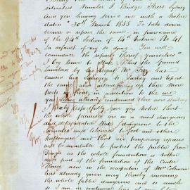 Letter - Complaint about dangerous state of premises in Bridge Street Sydney, 1855