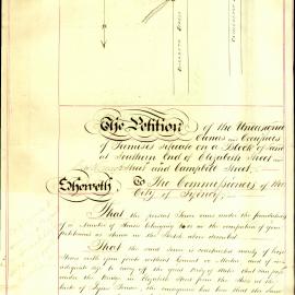 Petition - Sewer, Elizabeth, Castlereagh and Campbell Streets Sydney, 1855 
