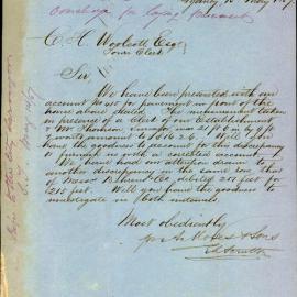 Letter - Query about overcharges for paving in Bridge Street Sydney, 1857 