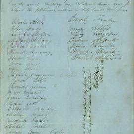 Petition - Labourers requesting holidays for Christmas and Boxing Day, 1858