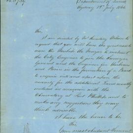 Letter - Department of Lands regarding additional land, Observatory Hill Millers Point, 1864