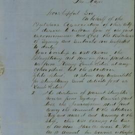 Letter - Request for erection of a slaughterhouse, Market Street Sydney, 1875