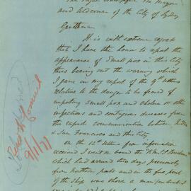 Memorandum - City Health Officer DF Dansey reporting on detection of smallpox, Millers Point, 1877
