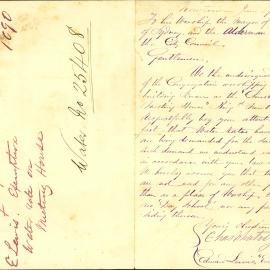 Letter - Request that Christians' Meeting House be exempt from water rates, Newtown, 1880 