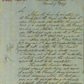 Letter - Urgent request from Council Clerk for water supply to Newtown, 1877