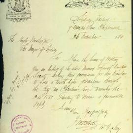 Letter - United Ancient Order of Druids request Christmas procession, 1881