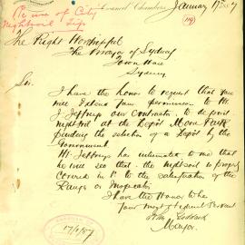 Letter - Request permission to dump Macdonaldtown night soil at Moore Park, 1887