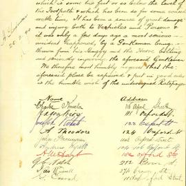 Petition -  Oxford Street ratepayers about dangerous state of Crown to James Street Darlinghurst, 1890