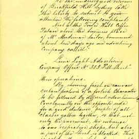 Petition - Complaint about crowds blocking pavement, Brickfield Hill, 1892