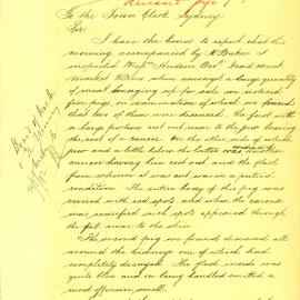 Memorandum - Inspector of Nuisances reporting on inspection of Messrs Hudson Brothers, 1892 