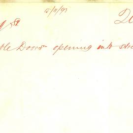 Letter - Complaint about dangerous stable doors, Elizabeth Bay Road Elizabeth Bay, 1893-1894