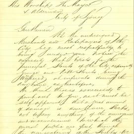 Petition - Request for watering of George and Pitt Streets Sydney, 1895