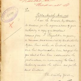 Letter - Complaint regarding a public health nuisance, Windmill Street Millers Point, 1899