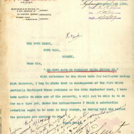Letter - Query about rate reduction for premises in Bridge Street Sydney, 1899