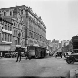 Tram approaching Liverpool Street on George Street Sydney, 1930